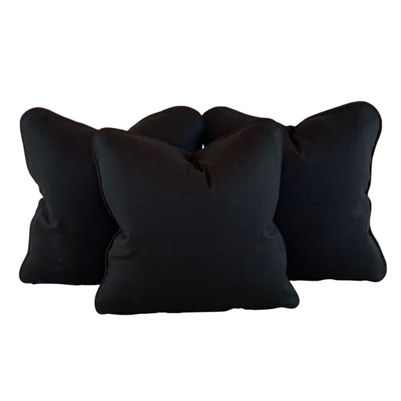 3 Pc Set Designer P Kaufmann Waverly Solid Black Pillow Covers - Picture 1 of 8